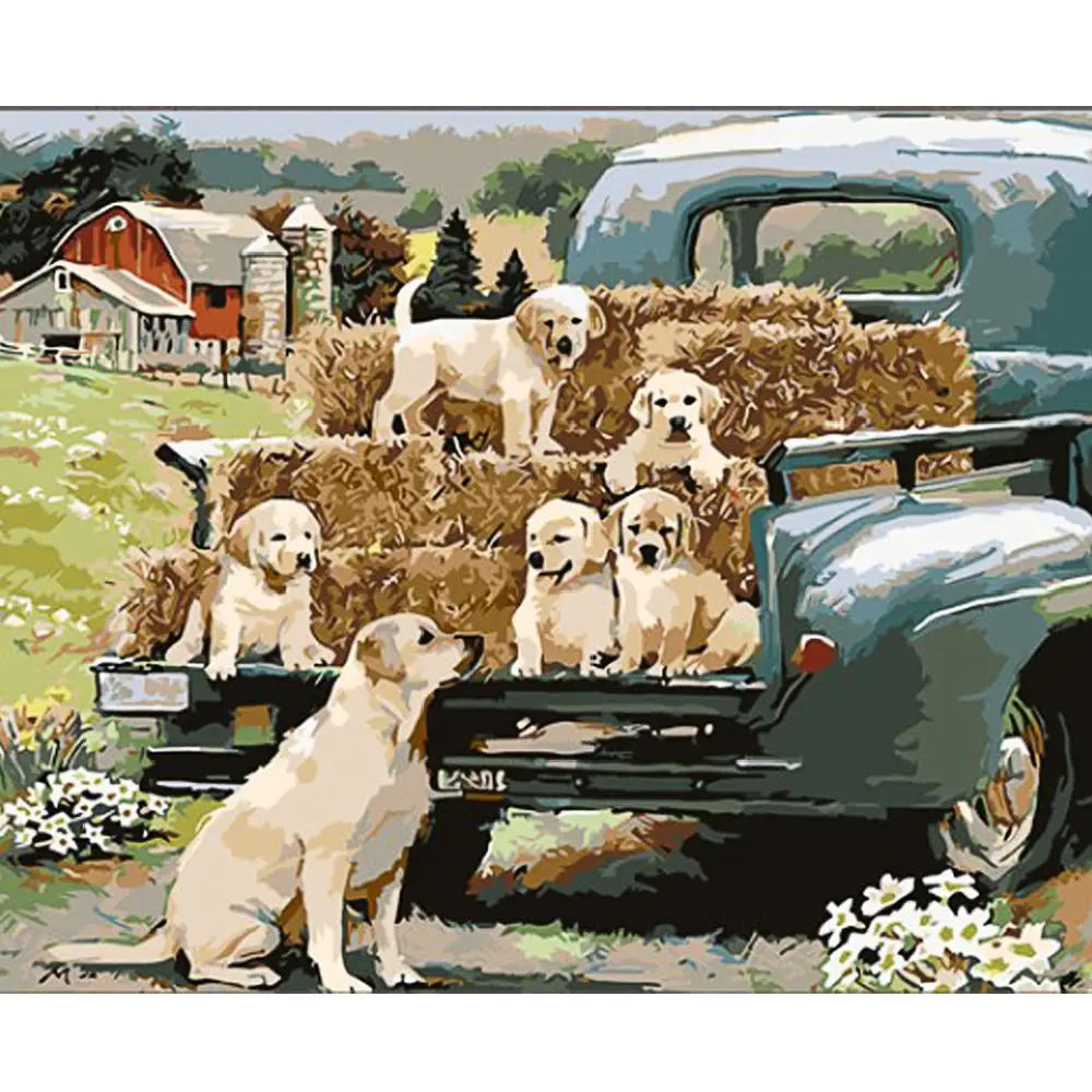 gs1620 Pictura pe numere "Familie de cвini din ferma", 40x50 cm (GS1620) - imagine 1