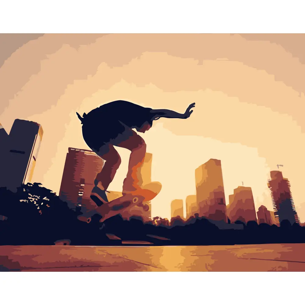 Новый проект (14) Pictura pe numere "Parkour pe fundalul orașului", 40x50 cm (DY112) - imagine 1