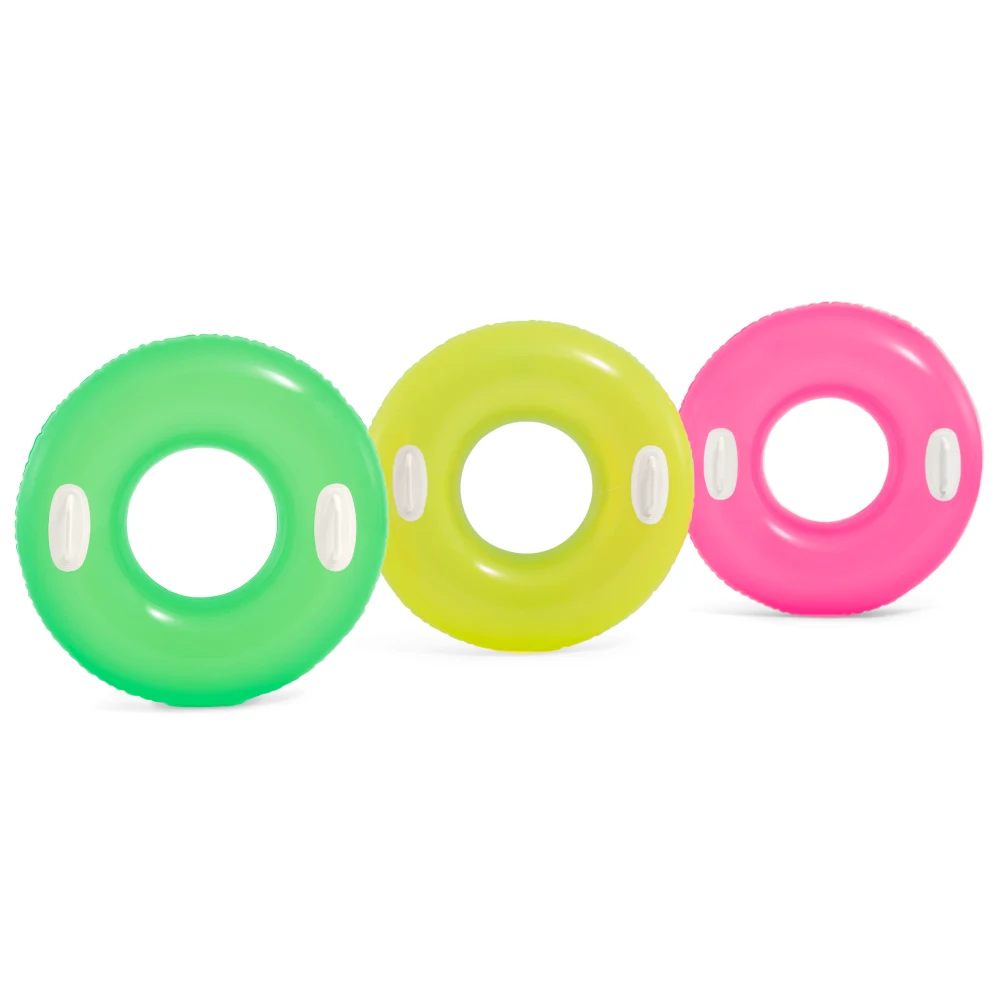 59258(1) Colac gonflabil de înot cu mânere Hi-Gloss, 76 cm, max. 40 kg, 3 culori, 8+ ani, Intex - imagine 1