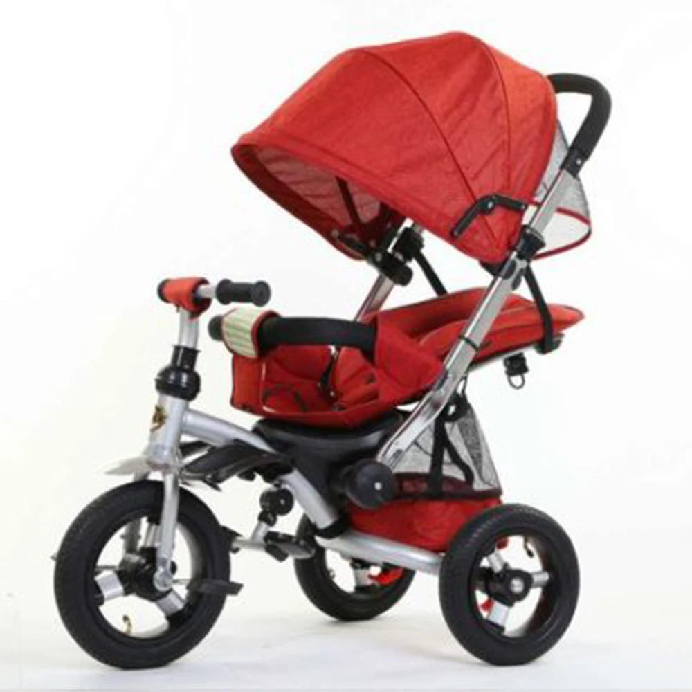 RT688-1 Tricicletă-cărucior cu trei roți, material ECO, roți gonflabile (RT688 / 1 rosie) - imagine 1