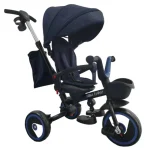 Tricicletă-cărucior cu funcție de rotire a scaunului, material ECO (RTB56 / albastru)