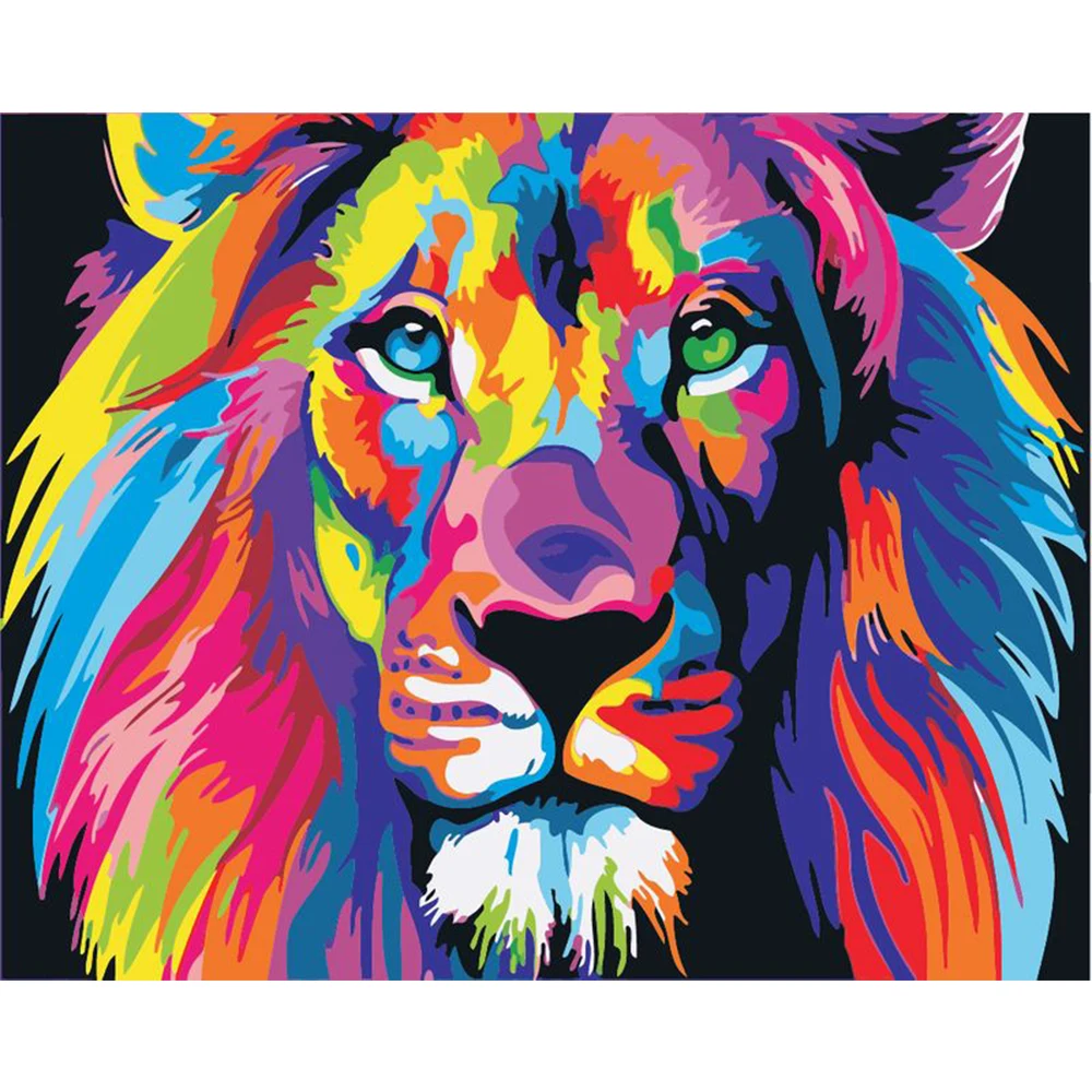 03826 Tablou pe numere Leul curcubeu 40x50 (03826) - imagine 1