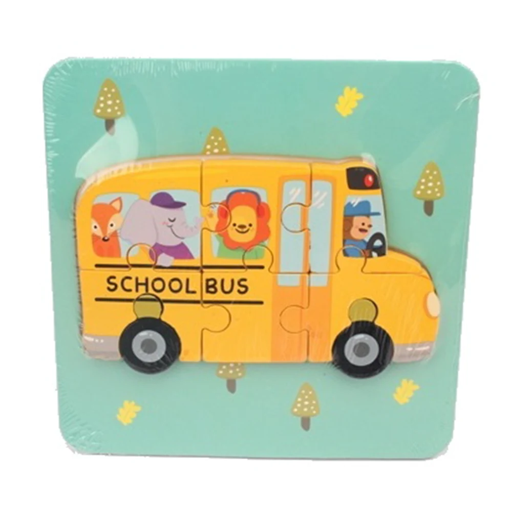 51103 Puzzle din lemn „Autobuz școlar” (51103) - imagine 1