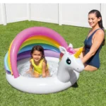 Piscină gonflabilă pentru copii Unicorn cu protecție solară 127×102×69 cm, 45 L, 1–3 ani, Intex (57113) - imagine 2