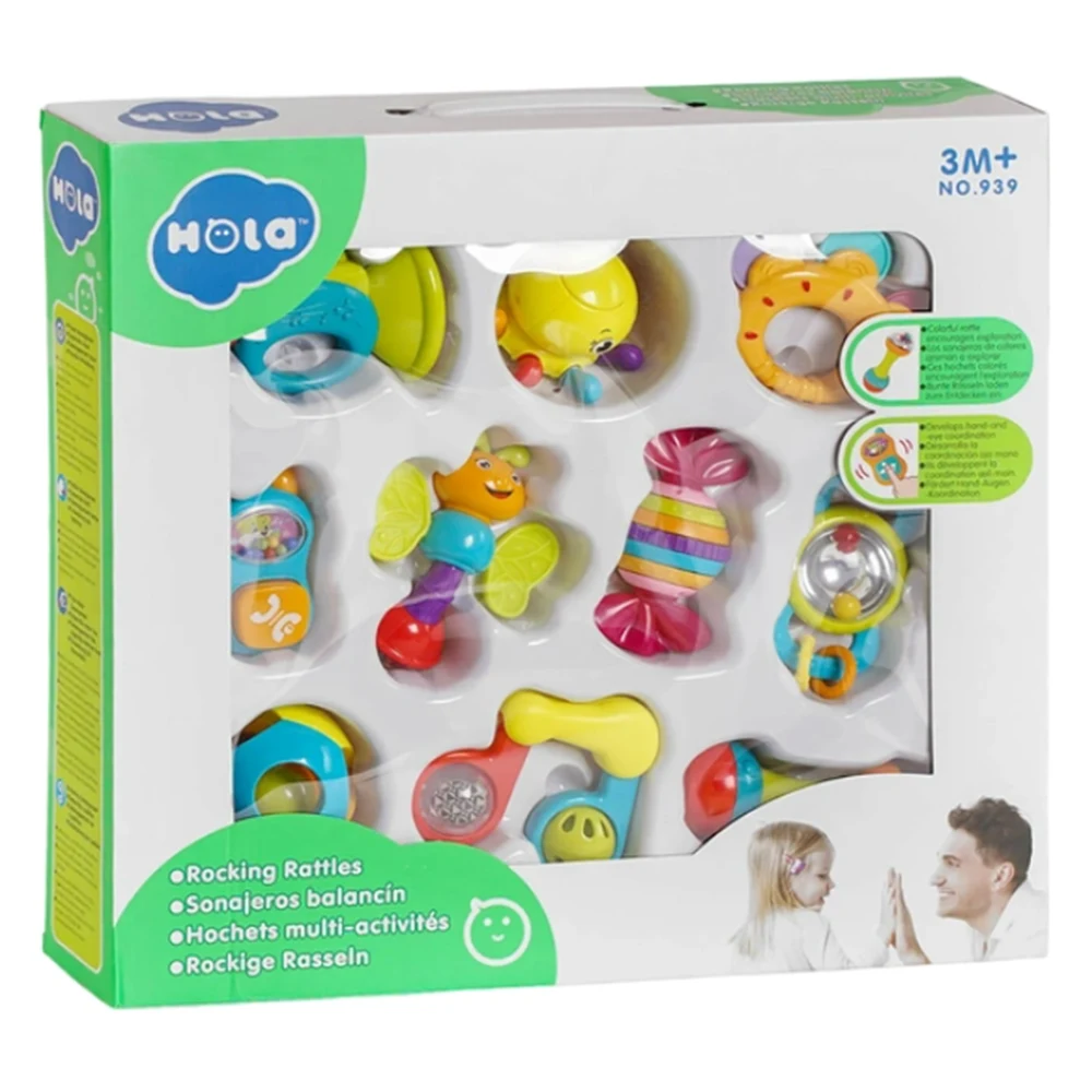 93967 Set de 10 jucării zornăitoare pentru bebeluși, Hola 939 (93967) - imagine 1