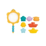 Set jucării de baie cu plasă de pescuit, animăluțe și bărcuțe, Huanger HE0265 (19032)