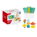 Set de jucării pentru baie cu animale și bărci, cu coș de depozitare, Huanger HE0271 (19018) - imagine 2