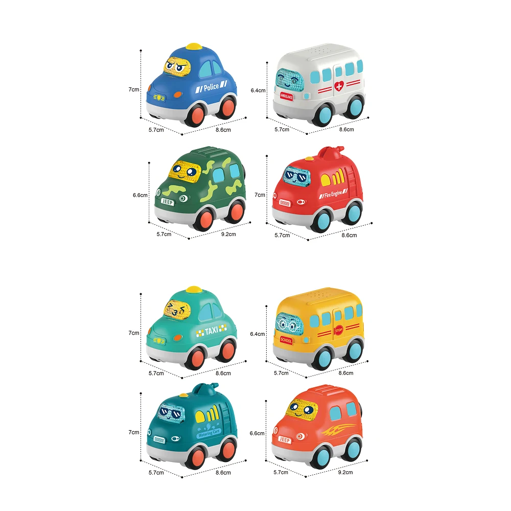 HE0539(3) Set 4 mașinuțe cu inerție, lumini și sunete, Huanger HE0539 (18608) - imagine 1