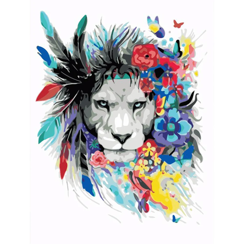 03918 Tablou pe numere Leul оn flori 40x50 (03918) - imagine 1