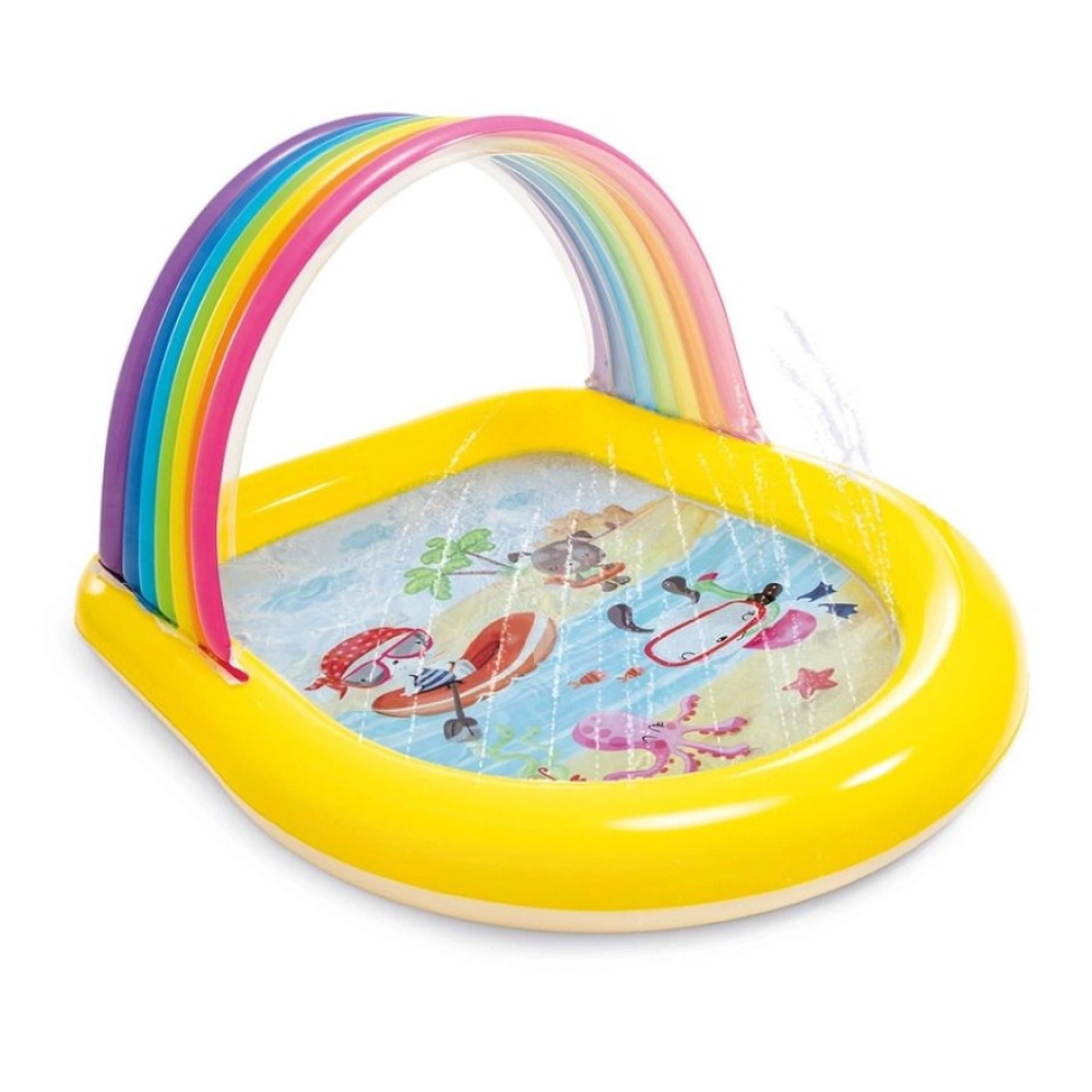57156(1) Piscină gonflabilă pentru copii Rainbow Arch cu baldachin și jeturi de apă, 147×130×86 cm, 84 L, 2+ ani, Intex (57156) - imagine 1