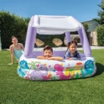 Piscină gonflabilă pentru copii cu baldachin Sun Shade, 157×157×122 cm, 295 L, 2+ ani, Intex (57470) - imagine 2