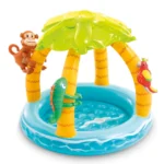 Piscină gonflabilă pentru copii Tropical Island cu baldachin, 102×86 cm, 45 L, 1–3 ani, Intex (58417)
