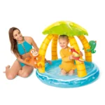 Piscină gonflabilă pentru copii Tropical Island cu baldachin, 102×86 cm, 45 L, 1–3 ani, Intex (58417) - imagine 3