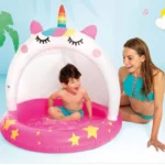 Piscină gonflabilă pentru copii Unicorn cu protecție solară 102×102 cm, 45 L, 1–3 ani, Intex (58438) - imagine 2