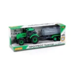 Tractor cu inerție și cisternă Progress, verde (în cutie), Polesie (91567) - imagine 4
