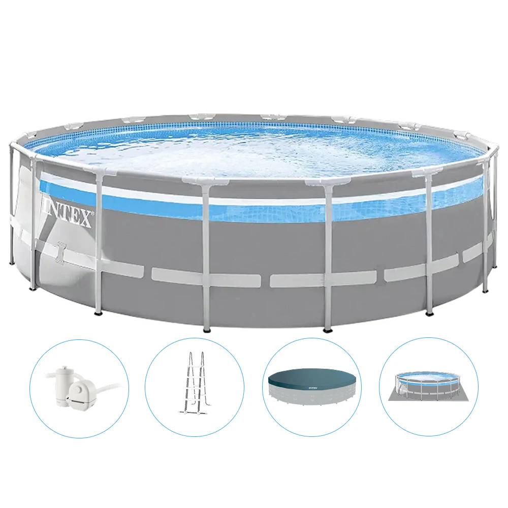 26730(1) Piscină cu cadru metalic Prism Frame Clearview 488×122 cm, 19156 L, cu pompă 5678 L/h, set complet, Intex (26730) - imagine 1