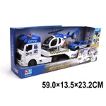 Trailer cu lumini si sunete cu inertie in set cu elicopter si masina (46510)