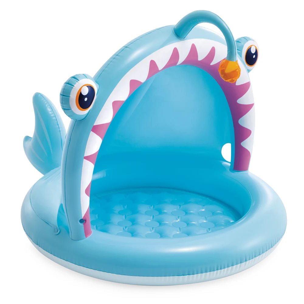 58419(1) Piscină gonflabilă pentru copii Angler Fish cu protecție solară, 127×102×86 cm, 45 L, 1–3 ani, Intex (58419) - imagine 1