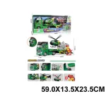 Trailer cu lumini si sunete cu inertie in set cu elicopter si masina (90265)