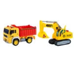 Set 2 utilaje de construcții cu inerție, lumini și sunete - 1:20 - WY570C ,Wenyi (35702)