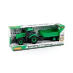 Tractor cu inerție și remorcă Progress, verde (în cutie), Polesie (91260) - imagine 4