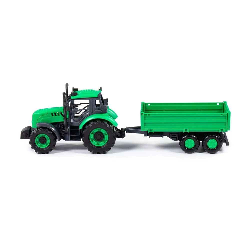 tractor-inertie-remorca-progress-verde(2) Tractor cu inerție și remorcă Progress, verde (în cutie), Polesie (91260) - imagine 1