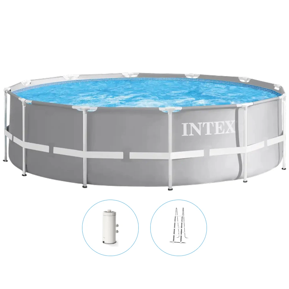 26716(1) Piscină cu cadru metalic Prism Frame Premium 366×99 cm, 8592 L, cu pompă 2006 L/h și scară, Intex (26716) - imagine 1