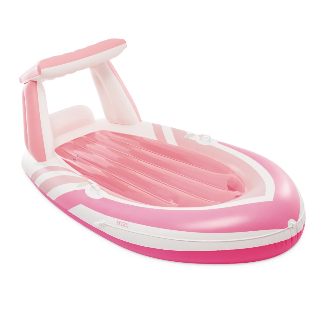 57804(1) Saltea gonflabilă tip barcă cu baldachin, 257×135 cm, max. 100 kg, Intex (57804) - imagine 1