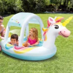Piscină gonflabilă pentru copii Unicorn cu baldachin, 254×132×109 cm, 130 L, 2+ ani, Intex (58435) - imagine 2