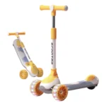 Trotinetă pentru copii cu 3 roți luminoase, muzică și lumini, galben, RTM Scooter (60601)