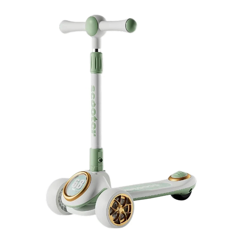 6180X(3) Trotinetă pentru copii cu 3 roți luminoase, muzică și lumini, verde, RTM Scooter (61801) - imagine 1