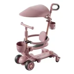 Trotineta pentru copii cu scaunel transformabila , cu Roti Luminoase LED, Ghidon cu Inclinare , cu acoperis (80260)