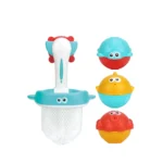 Set jucării de baie cu plasă de pescuit și animăluțe, Huanger HE0227 (20090)