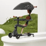 Trotinetă pentru copii cu scaun, parasolar și mâner parental, transformabilă, roți luminoase, negru, RTM Scooter (74000) - imagine 2