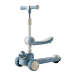 Trotinetă pentru copii 2 în 1 cu scaun, 3 roți luminoase, muzică și lumini, albastru, RTM Scooter (010800)