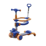 Trotinetă pentru copii 6 în 1 cu scaun, mâner parental, roți luminoase și muzică, albastru, RTM Scooter (64473)