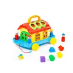 Căsuță educativă cu sorter de forme, pe roți, Polesie (70999)
