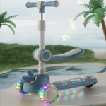 Trotinetă pentru copii 2 în 1 cu scaun, 3 roți luminoase, muzică și lumini, albastru, RTM Scooter (010800) - imagine 2