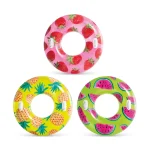 Colac gonflabil cu mânere Tropical Fruit, 107 cm, max. 80 kg, 3 culori, 9+ ani, Intex (56261)