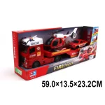 Trailer cu lumini si sunete cu inertie in set cu elicopter si masina (46503)