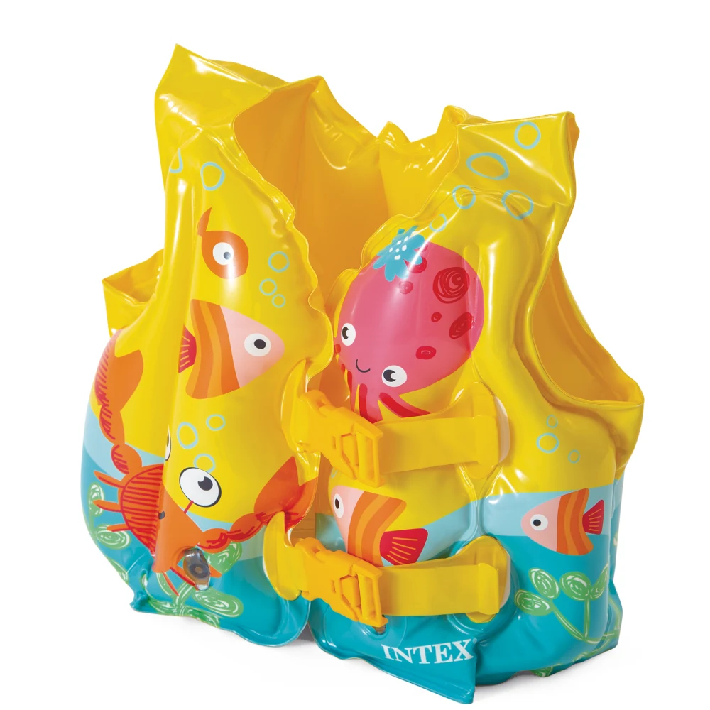 59661(1) Vestă de înot gonflabilă Prieteni tropicali, 41×30 cm, 3–5 ani, Intex (59661) - imagine 1