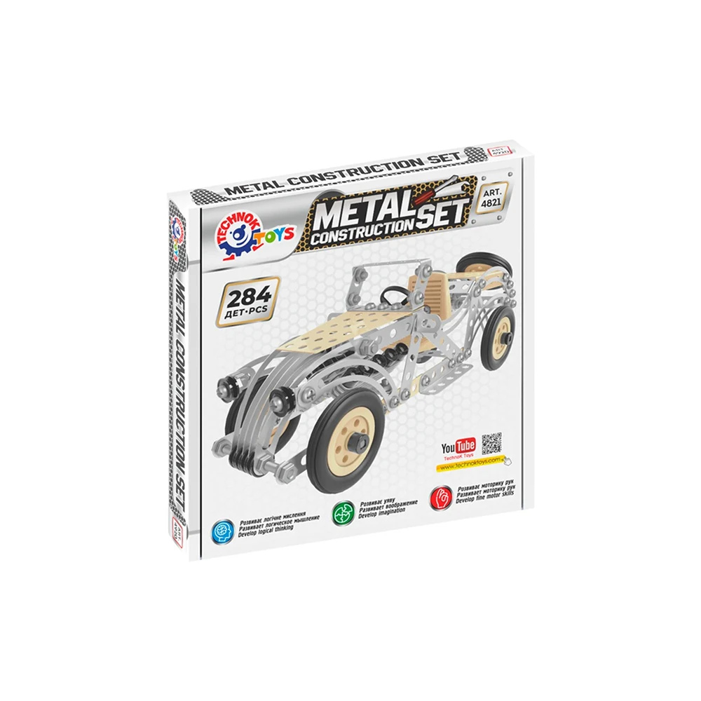 constructor-metal-masina-retro(1) Constructor din metal "Mașină Retro", 284 piese ,Technok (4821) - imagine 1