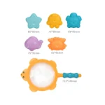 Set jucării de baie cu plasă de pescuit și animăluțe,Huanger HE0229 (78690)