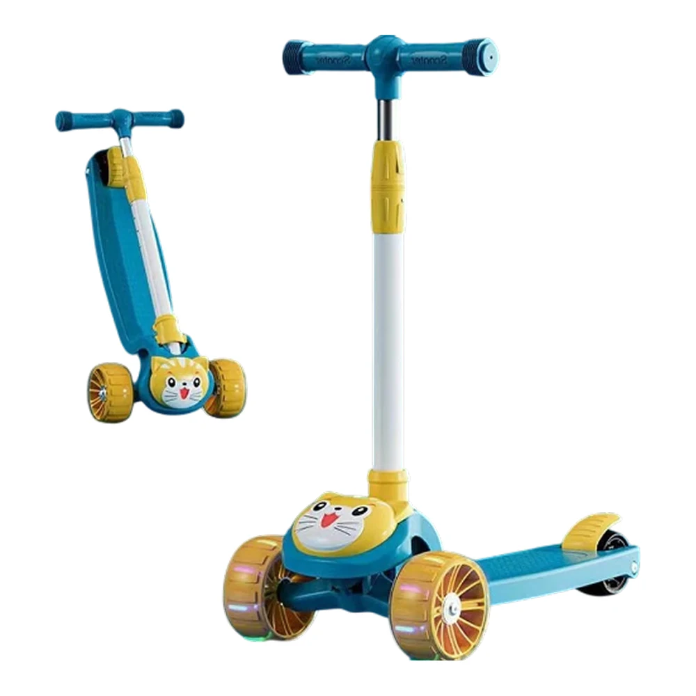 JSC813(4) Trotinetă pentru copii cu 3 roți luminoase și ghidon reglabil, albastru deschis, RTM Scooter (78131) - imagine 1