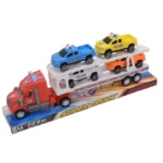 Trailer cu inertie in set cu 4 masinute (762796)