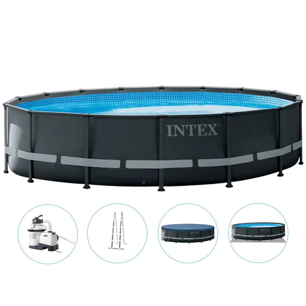 26326(1) Piscină cu cadru metalic Ultra XTR Frame 488×122 cm, 19156 L, filtru nisip 4500 l/h, set complet, Intex (26326) - imagine 1