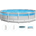 Piscină cu cadru metalic Prism Frame Clearview Premium 427×107 cm, 12706 L, cu pompă 3785 L/h, set complet, Intex (26722)