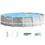 Piscină cu cadru metalic Prism Frame Premium 457×107 cm, 14614 L, cu pompă 3785 L/h, set complet, Intex (26724)