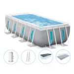 Piscină cu cadru metalic Prism Frame Clearview Premium 400×200×122 cm, 8418 L, cu pompă 2006 L/h, set complet, Intex (26770)