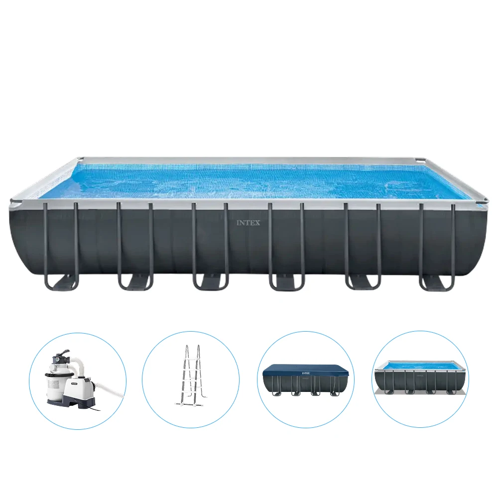 26364(1) Piscină cu cadru metalic Ultra XTR Frame dreptunghiulară 732×366×132 cm, 31805 L, filtru nisip 7900 l/h, set complet, Intex (26364) - imagine 1